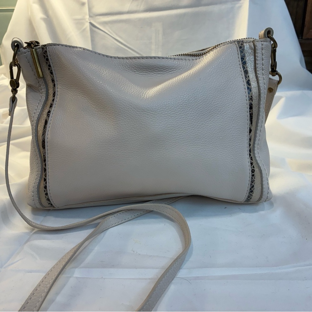 The Sak Light Ivory Pebbled Leather Crossbody with Snake Trim - Picture 3 of 4